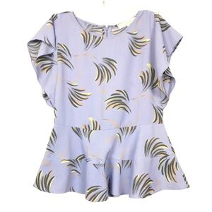 LOFT Lavender Art Nouveau Print Peplum Blouse L